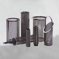 Perforated metal and wire mesh basket strainers